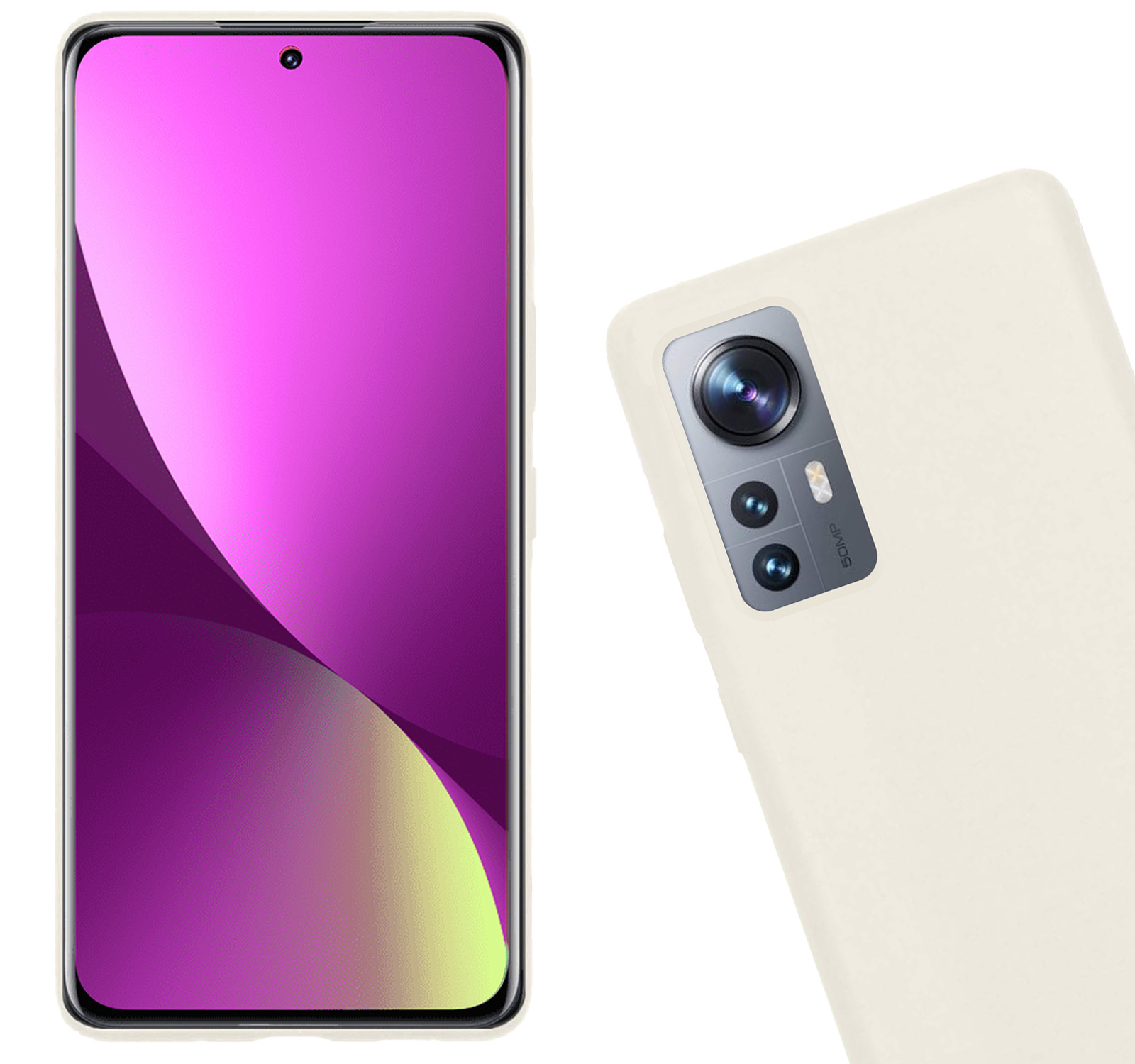 Nomfy Hoesje Geschikt voor Xiaomi 12X Hoesje Siliconen Cover Case Met Screenprotector - Hoes Geschikt voor Xiaomi 12X Hoes Back Case - Wit