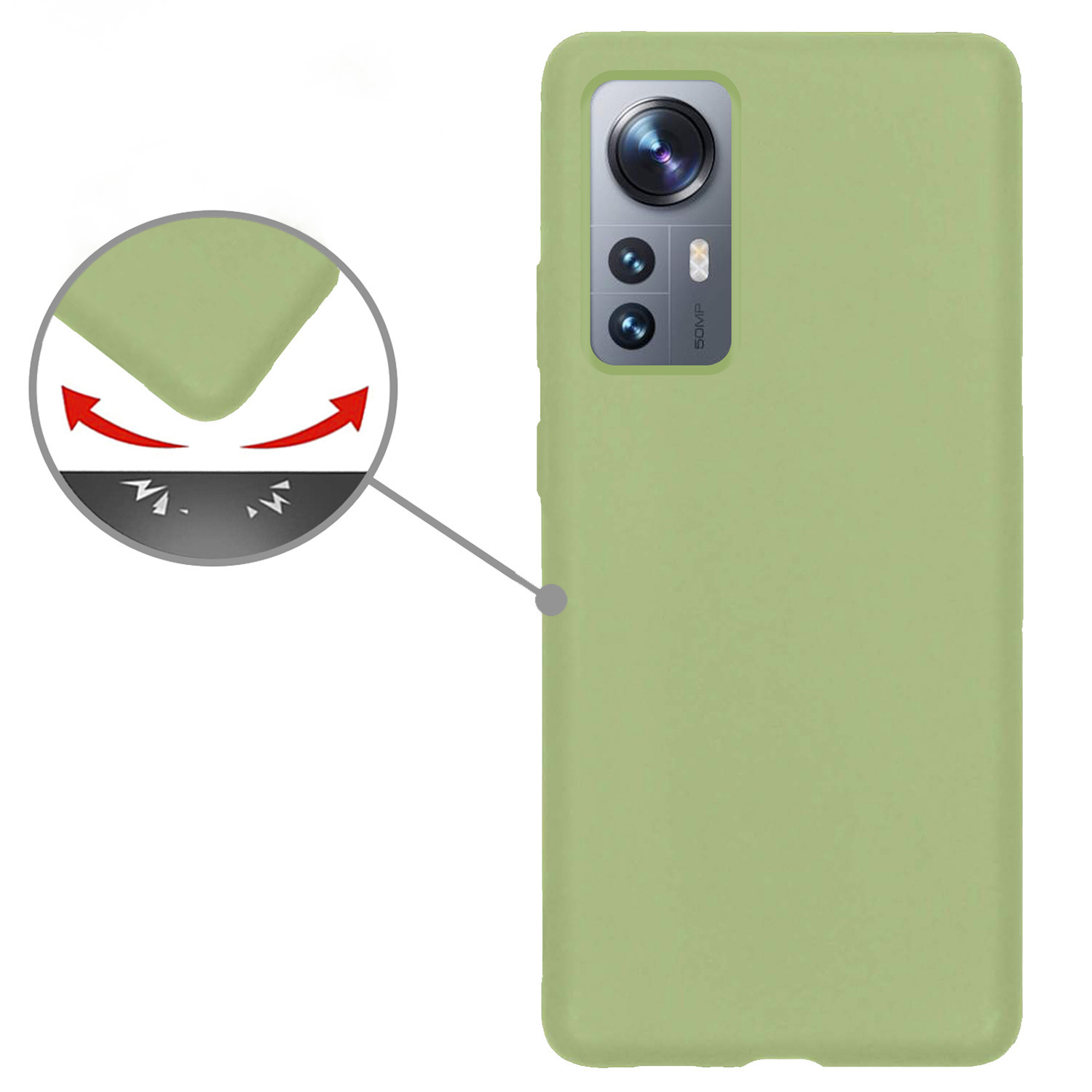 Nomfy Xiaomi 12X Hoesje Siliconen Case Back Cover Met 2x Screenprotector - Xiaomi 12X Hoes Cover Silicone - Groen