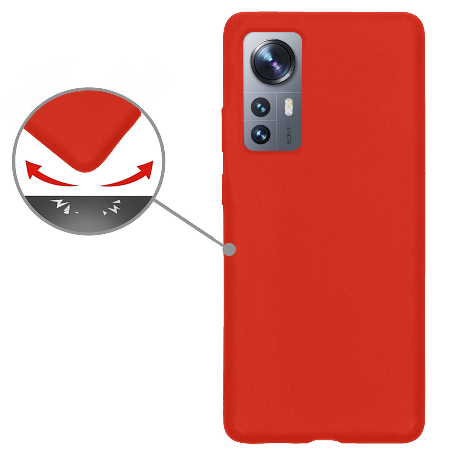 Nomfy Xiaomi 12X Hoesje Siliconen Case Back Cover Met 2x Screenprotector - Xiaomi 12X Hoes Cover Silicone - Rood