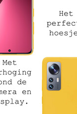 BASEY. Hoes Geschikt voor Xiaomi 12 Pro Hoesje Siliconen Back Cover Case Met Screenprotector - Hoesje Geschikt voor Xiaomi 12 Pro Hoes Cover Hoesje - Geel