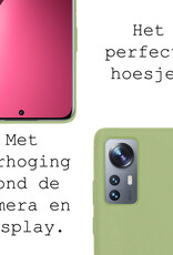 BASEY. Hoes Geschikt voor Xiaomi 12 Pro Hoesje Siliconen Back Cover Case Met Screenprotector - Hoesje Geschikt voor Xiaomi 12 Pro Hoes Cover Hoesje - Groen
