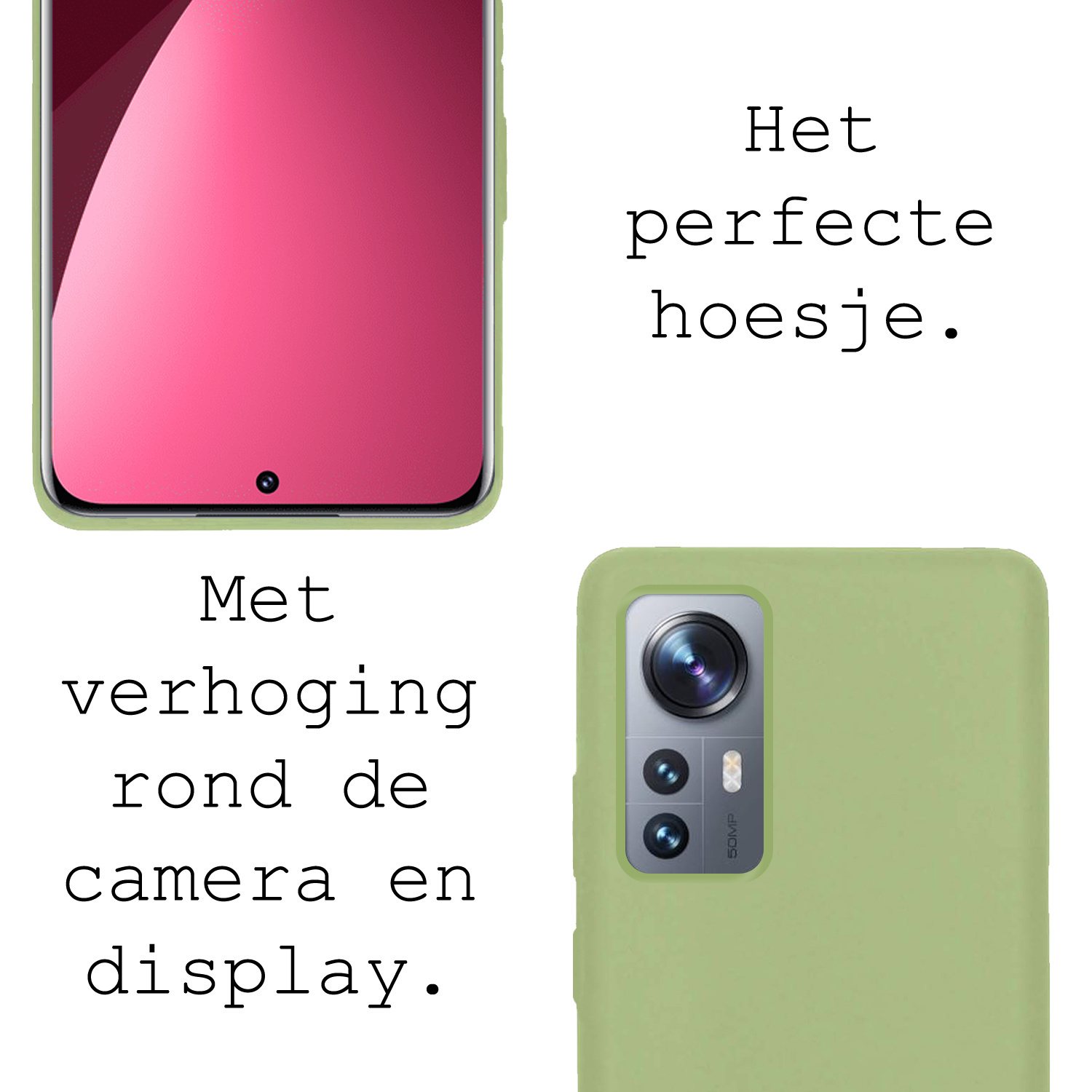 BASEY. Hoes Geschikt voor Xiaomi 12 Pro Hoesje Siliconen Back Cover Case Met Screenprotector - Hoesje Geschikt voor Xiaomi 12 Pro Hoes Cover Hoesje - Groen