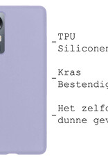 BASEY. Hoes Geschikt voor Xiaomi 12 Pro Hoesje Siliconen Back Cover Case Met Screenprotector - Hoesje Geschikt voor Xiaomi 12 Pro Hoes Cover Hoesje - Lila