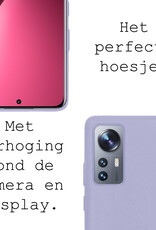 BASEY. Hoes Geschikt voor Xiaomi 12 Pro Hoesje Siliconen Back Cover Case Met Screenprotector - Hoesje Geschikt voor Xiaomi 12 Pro Hoes Cover Hoesje - Lila