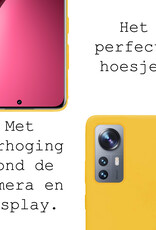 BASEY. Hoes Geschikt voor Xiaomi 12 Pro Hoesje Siliconen Back Cover Case Met 2x Screenprotector - Hoesje Geschikt voor Xiaomi 12 Pro Hoes Cover Hoesje - Geel
