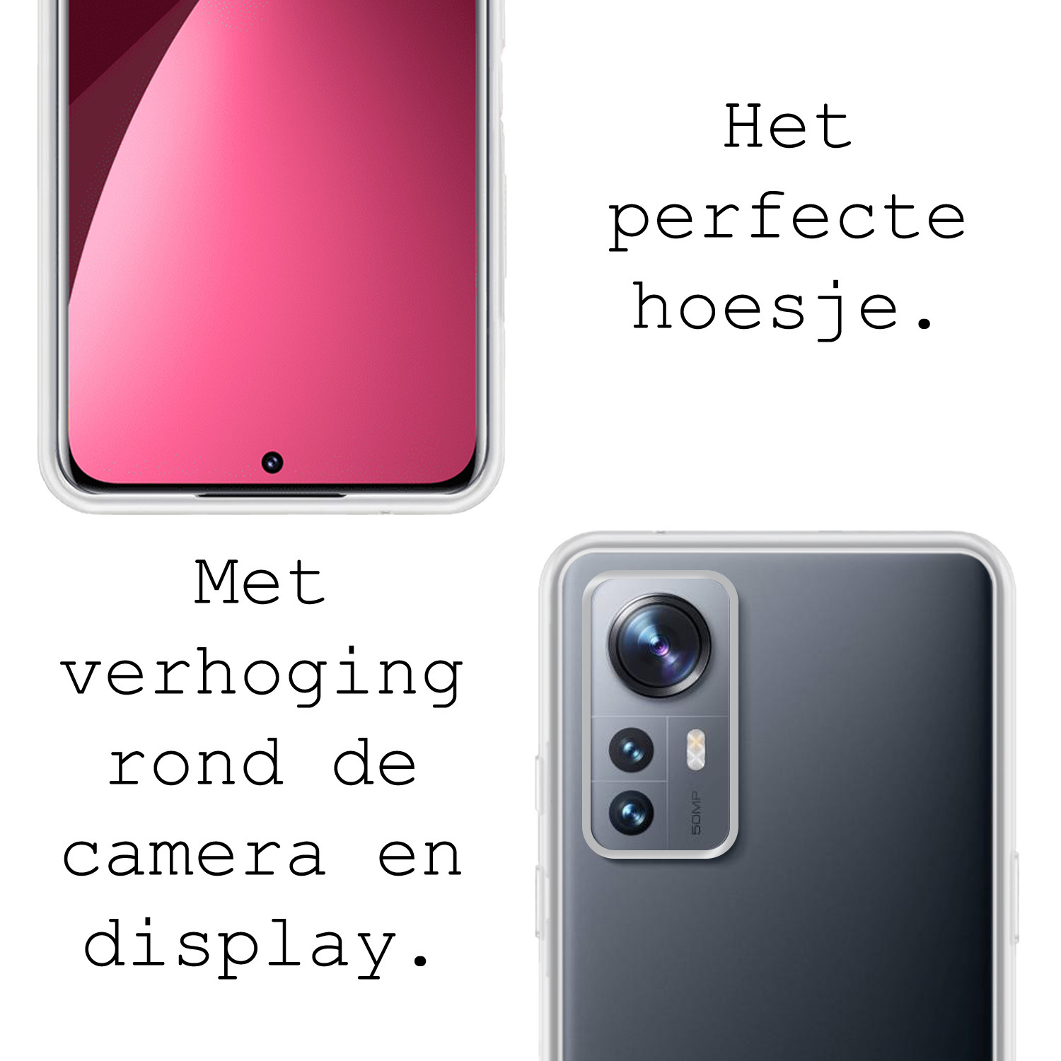 BASEY. Hoes Geschikt voor Xiaomi 12 Pro Hoesje Siliconen Back Cover Case Met 2x Screenprotector - Hoesje Geschikt voor Xiaomi 12 Pro Hoes Cover Hoesje - Transparant
