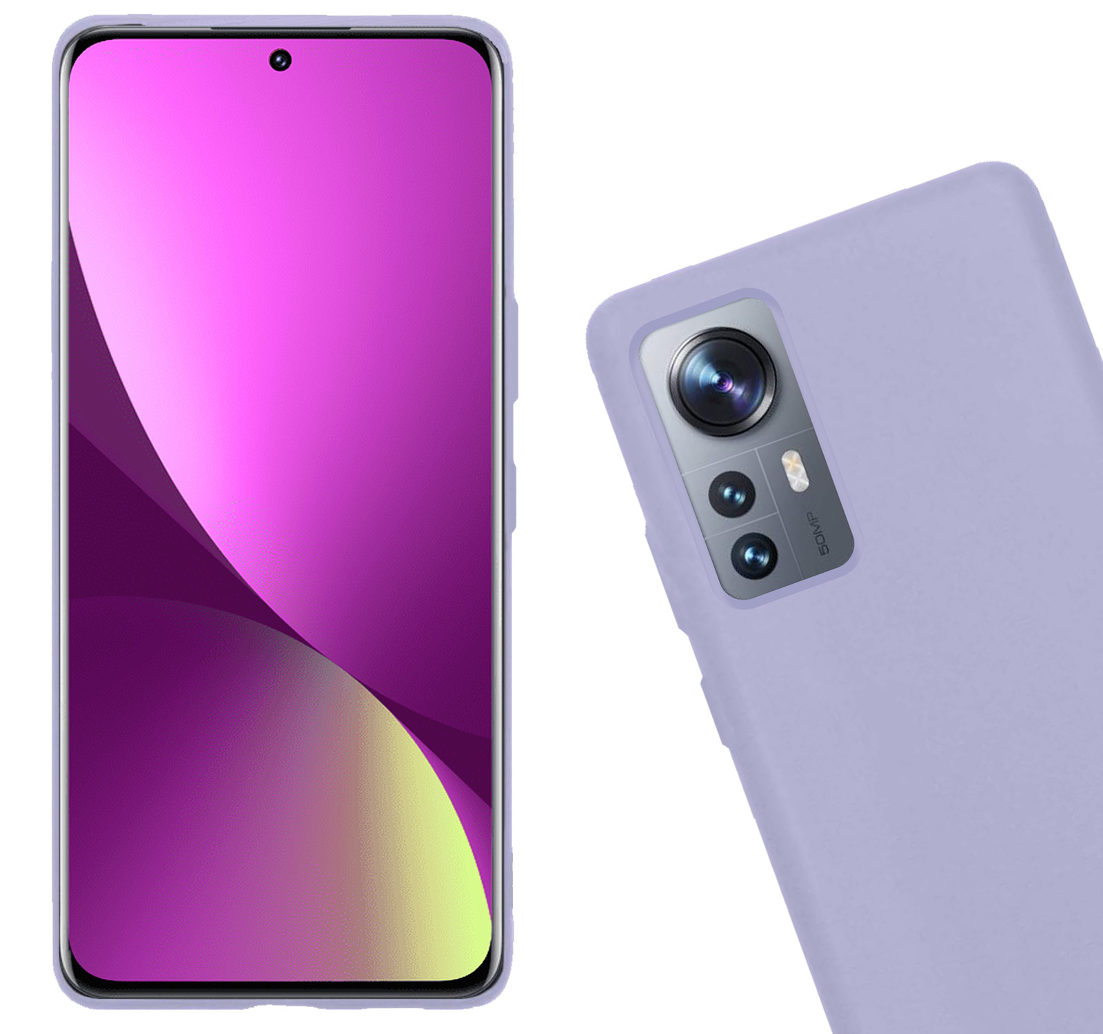 Nomfy Hoesje Geschikt voor Xiaomi 12 Pro Hoesje Siliconen Cover Case Met Screenprotector - Hoes Geschikt voor Xiaomi 12 Pro Hoes Back Case - Lila