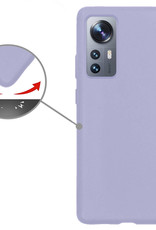 Nomfy Hoesje Geschikt voor Xiaomi 12 Pro Hoesje Siliconen Cover Case Met Screenprotector - Hoes Geschikt voor Xiaomi 12 Pro Hoes Back Case - Lila