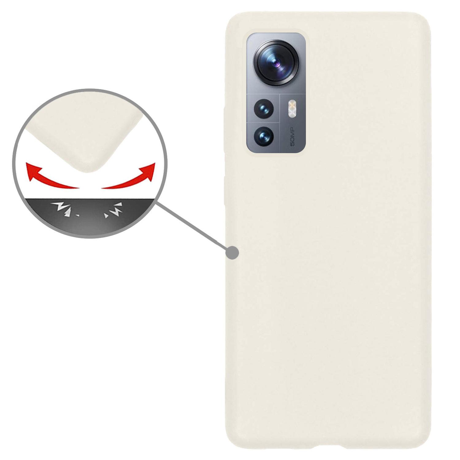 Nomfy Hoesje Geschikt voor Xiaomi 12 Pro Hoesje Siliconen Cover Case Met Screenprotector - Hoes Geschikt voor Xiaomi 12 Pro Hoes Back Case - Wit