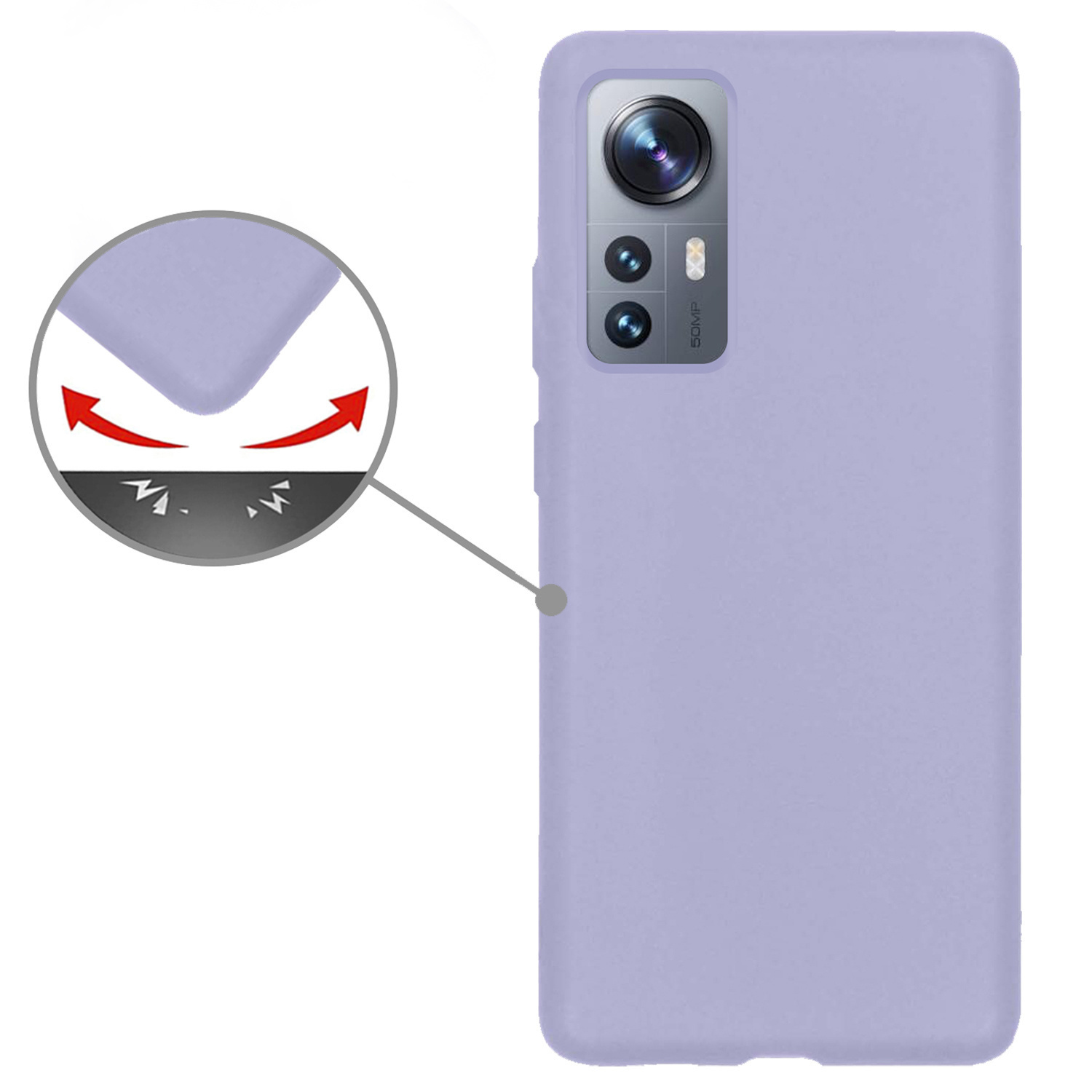 Nomfy Hoesje Geschikt voor Xiaomi 12 Pro Hoesje Siliconen Cover Case Met 2x Screenprotector - Hoes Geschikt voor Xiaomi 12 Pro Hoes Back Case - Lila