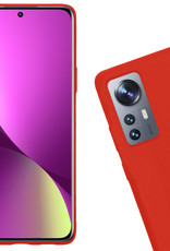 Nomfy Xiaomi 12 Pro Hoesje Siliconen Case Back Cover Met 2x Screenprotector - Xiaomi 12 Pro Hoes Cover Silicone - Rood