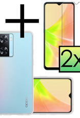 NoXx Hoes Geschikt voor OPPO A57 Hoesje Cover Siliconen Back Case Hoes Met 2x Screenprotector - Transparant