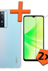 Nomfy Hoesje Geschikt voor OPPO A57 Hoesje Siliconen Cover Case Met 2x Screenprotector - Hoes Geschikt voor OPPO A57 Hoes Back Case - Transparant