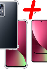 BASEY. Hoes Geschikt voor Xiaomi 12 Hoesje Shock Proof Case Hoes Siliconen Met Screenprotector - Hoesje Geschikt voor Xiaomi 12 Hoes Cover Shockproof - Transparant