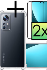 NoXx Hoes Geschikt voor Xiaomi 12 Hoesje Siliconen Cover Shock Proof Back Case Shockproof Hoes Met 2x Screenprotector - Transparant