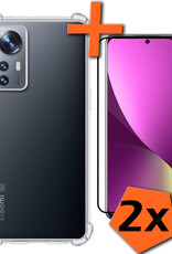 Nomfy Hoesje Geschikt voor Xiaomi 12 Hoesje Shock Proof Cover Case Shockproof Met 2x Screenprotector - Hoes Geschikt voor Xiaomi 12 Hoes Siliconen Back Case - Transparant