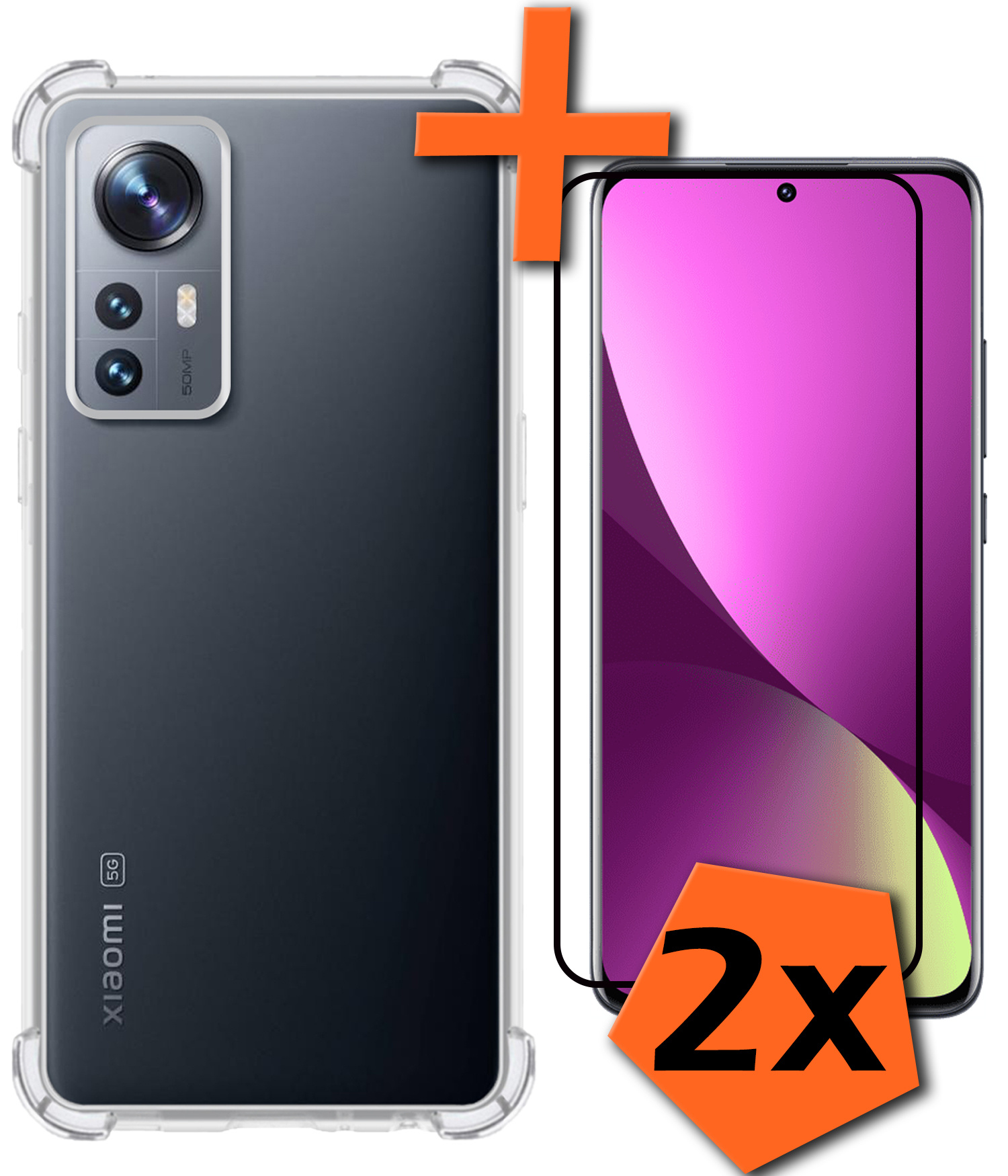 Nomfy Hoesje Geschikt voor Xiaomi 12 Hoesje Shock Proof Cover Case Shockproof Met 2x Screenprotector - Hoes Geschikt voor Xiaomi 12 Hoes Siliconen Back Case - Transparant