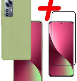 BASEY. BASEY. Xiaomi 12 Hoesje Siliconen Met Screenprotector - Groen