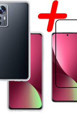 BASEY. Hoes Geschikt voor Xiaomi 12 Hoesje Siliconen Back Cover Case Met Screenprotector - Hoesje Geschikt voor Xiaomi 12 Hoes Cover Hoesje - Transparant