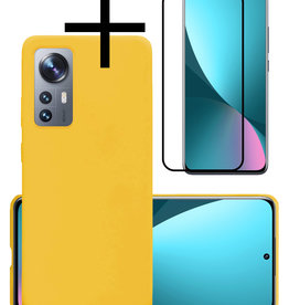 NoXx NoXx Xiaomi 12 Hoesje Siliconen Met Screenprotector - Geel