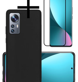 NoXx NoXx Xiaomi 12 Hoesje Siliconen Met Screenprotector - Zwart