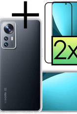 NoXx Xiaomi 12 Hoesje Back Cover Siliconen Case Hoes Met 2x Screenprotector - Transparant