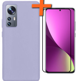 Nomfy Nomfy Xiaomi 12 Hoesje Siliconen Met Screenprotector - Lila