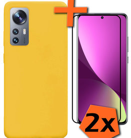 Nomfy Nomfy Xiaomi 12 Hoesje Siliconen Met 2x Screenprotector - Geel