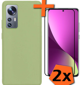 Nomfy Nomfy Xiaomi 12 Hoesje Siliconen Met 2x Screenprotector - Groen