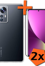 Nomfy Hoesje Geschikt voor Xiaomi 12 Hoesje Siliconen Cover Case Met 2x Screenprotector - Hoes Geschikt voor Xiaomi 12 Hoes Back Case - Transparant