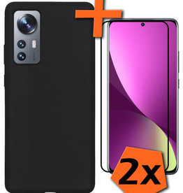 Nomfy Nomfy Xiaomi 12 Hoesje Siliconen Met 2x Screenprotector - Zwart