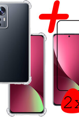 BASEY. Hoes Geschikt voor Xiaomi 12X Hoesje Shock Proof Case Hoes Siliconen Met 2x Screenprotector - Hoesje Geschikt voor Xiaomi 12X Hoes Cover Shockproof - Transparant