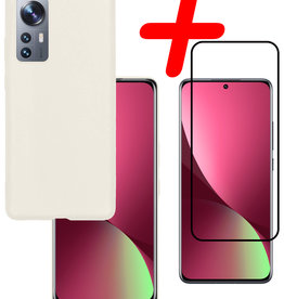 BASEY. BASEY. Xiaomi 12X Hoesje Siliconen Met Screenprotector - Wit