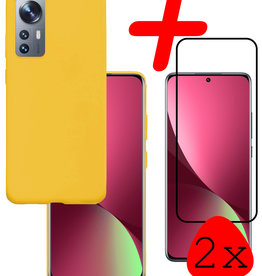 BASEY. BASEY. Xiaomi 12X Hoesje Siliconen Met 2x Screenprotector - Geel