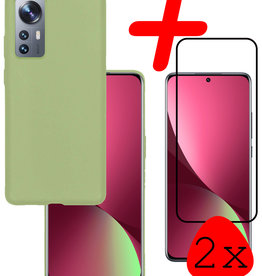 BASEY. BASEY. Xiaomi 12X Hoesje Siliconen Met 2x Screenprotector - Groen