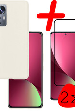BASEY. Hoes Geschikt voor Xiaomi 12X Hoesje Siliconen Back Cover Case Met 2x Screenprotector - Hoesje Geschikt voor Xiaomi 12X Hoes Cover Hoesje - Wit