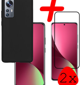 BASEY. BASEY. Xiaomi 12X Hoesje Siliconen Met 2x Screenprotector - Zwart