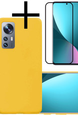 NoXx Hoes Geschikt voor Xiaomi 12X Hoesje Cover Siliconen Back Case Hoes Met Screenprotector - Geel