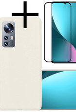 NoXx Hoes Geschikt voor Xiaomi 12X Hoesje Cover Siliconen Back Case Hoes Met Screenprotector - Wit