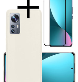 NoXx NoXx Xiaomi 12X Hoesje Siliconen Met Screenprotector - Wit