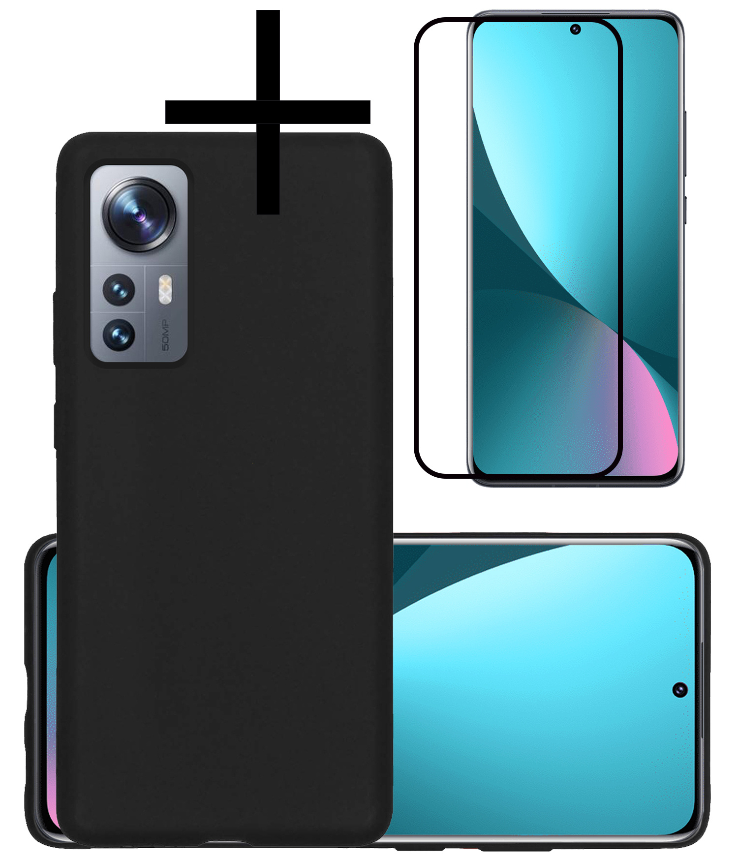 NoXx Hoes Geschikt voor Xiaomi 12X Hoesje Cover Siliconen Back Case Hoes Met Screenprotector - Zwart