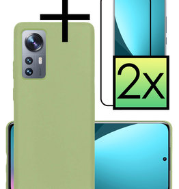 NoXx NoXx Xiaomi 12X Hoesje Siliconen Met 2x Screenprotector - Groen