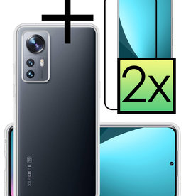 NoXx NoXx Xiaomi 12X Hoesje Siliconen Met 2x Screenprotector - Transparant