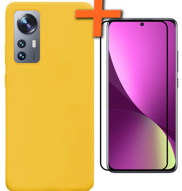 Nomfy Nomfy Xiaomi 12X Hoesje Siliconen Met Screenprotector - Geel