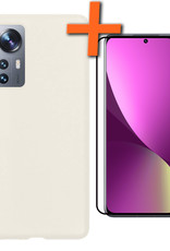 Nomfy Xiaomi 12X Hoesje Siliconen Case Back Cover Met Screenprotector - Xiaomi 12X Hoes Cover Silicone - Wit