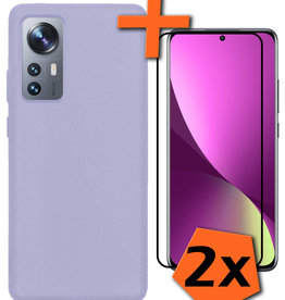 Nomfy Nomfy Xiaomi 12X Hoesje Siliconen Met 2x Screenprotector - Lila