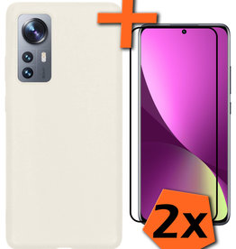 Nomfy Nomfy Xiaomi 12X Hoesje Siliconen Met 2x Screenprotector - Wit