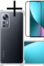 NoXx Hoes Geschikt voor Xiaomi 12 Pro Hoesje Siliconen Cover Shock Proof Back Case Shockproof Hoes Met Screenprotector - Transparant
