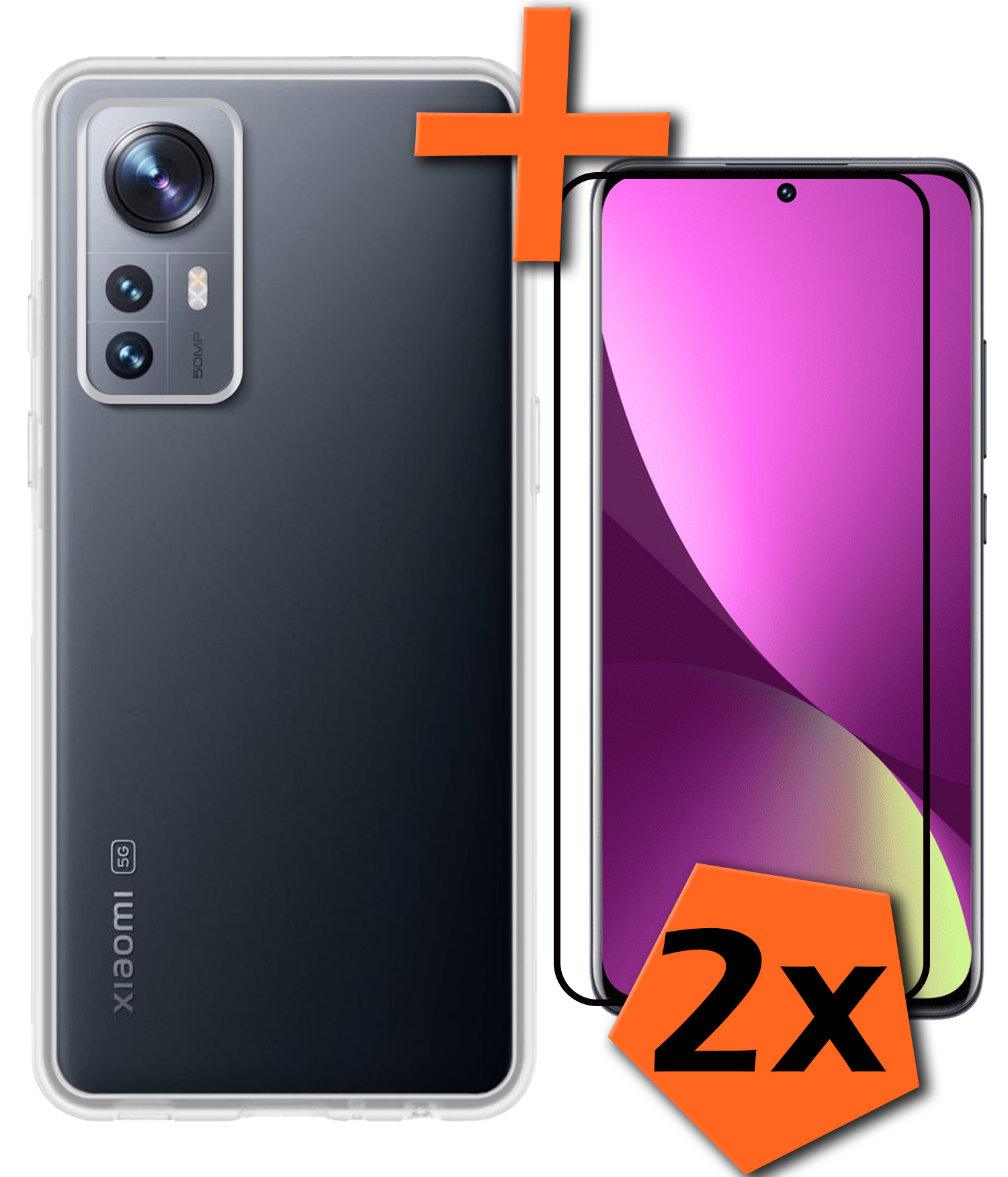 Nomfy Hoesje Geschikt voor Xiaomi 12 Pro Hoesje Siliconen Cover Case Met 2x Screenprotector - Hoes Geschikt voor Xiaomi 12 Pro Hoes Back Case - Transparant