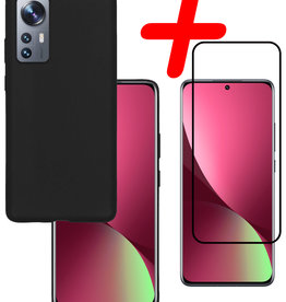 BASEY. BASEY. Xiaomi 12 Pro Hoesje Siliconen Met Screenprotector - Zwart